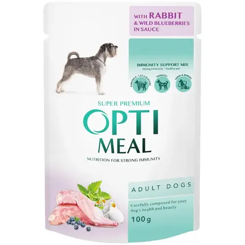 Optimeal Super Premium ADULT Rabbit & Wild Blueberries ВОЛОГИЙ КОРМ Супер-преміум собаки (з кроликом в чорничному соусі) 100 г