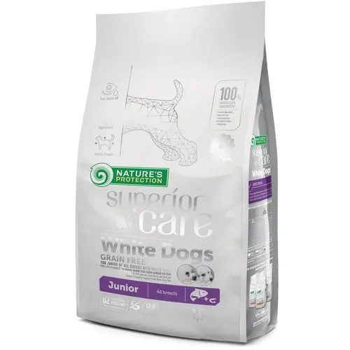 Natures Protection Superior Care White Dogs Grain-Free JUNIOR ALL BREEDS СУХИЙ КОРМ Холістік цуценята (з білою шерстю) 1.5 кг