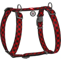 WAUDOG Nylon H-подібна шлея для собак M - з QR-паспортом, з малюнком Шотландка червона, нейлонова (4823089334561) 
