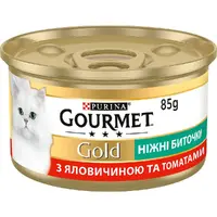 Gourmet Gold влажный корм для кошек 85 г - нежные биточки с говядиной и томатами (7613035442474) 