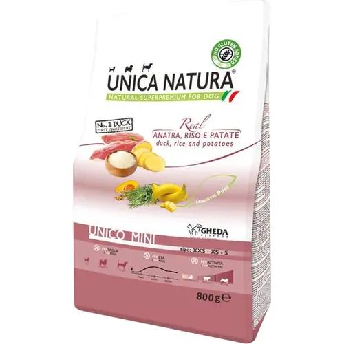 Unica Natura UNICO MINI Duck, Rice and Potatoes сухий корм для собак дрібних порід 800 г - з качкою, рисом та картоплею(8001541004719)