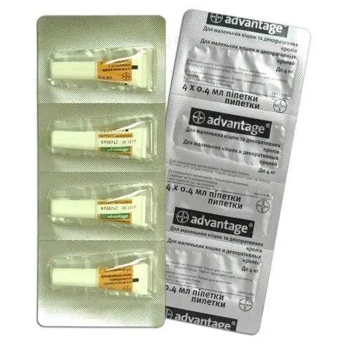 Bayer Advantage 40 краплі для котів 1 шт - від бліх, до 4 кг (4007221046387)