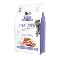 Brit Care GF Sterilized Weight Control сухий корм для стерилізованих котів з надмірною вагою 400 г - з качкою та індичкою (8595602540808) 