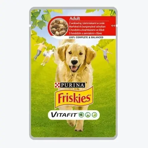 Purina Friskies ADULT Beef & Potatoes ВОЛОГИЙ КОРМ Економ собаки (шматочки в підливці з яловичиною та картоплею) 85 г