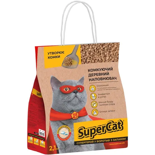 SuperCat наповнювач для котячого туалету 2.1 кг - грудкуючий (4823089326504)