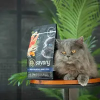 Savory Adult Gourmand сухий корм для котів для довгошерстих 400 г - з лососем та білою рибою (4820232630013)  - фото 2