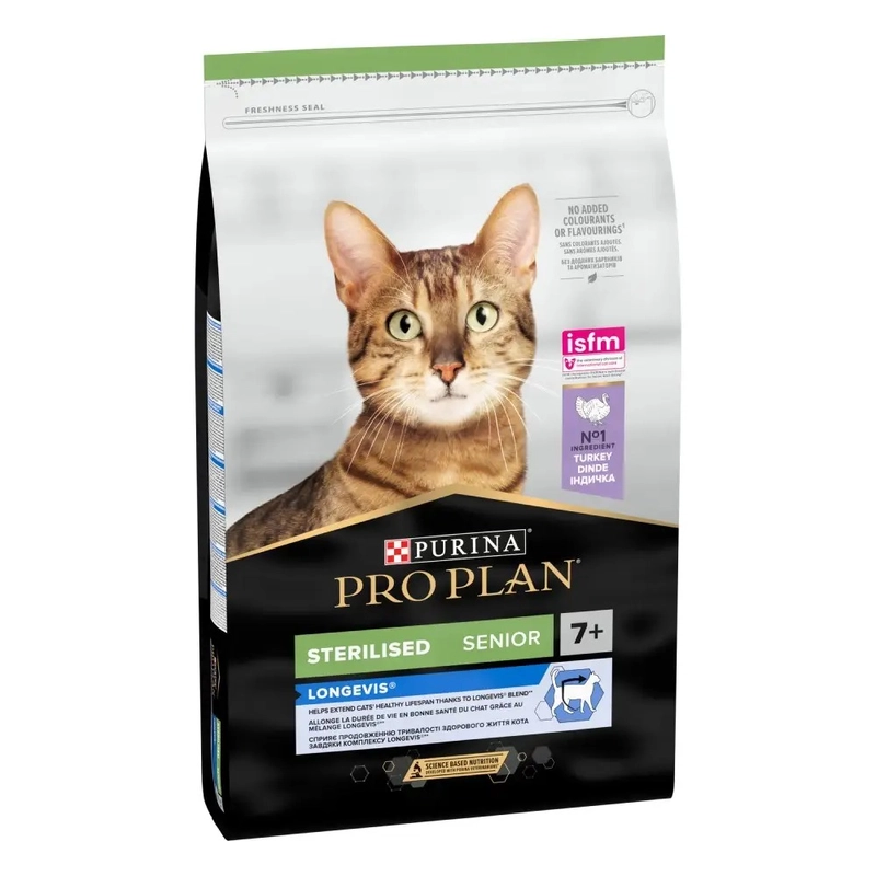 Purina Pro Plan Sterilised Senior 7+ Longevis сухой корм для стерилизованных кошек 1.5 кг - с индейкой (7613034989673) 