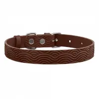 BronzeDog Classic нашийник для собак M - з тисненням Хвиля, шкіряний, коричневий (2007033047406)  - фото 1