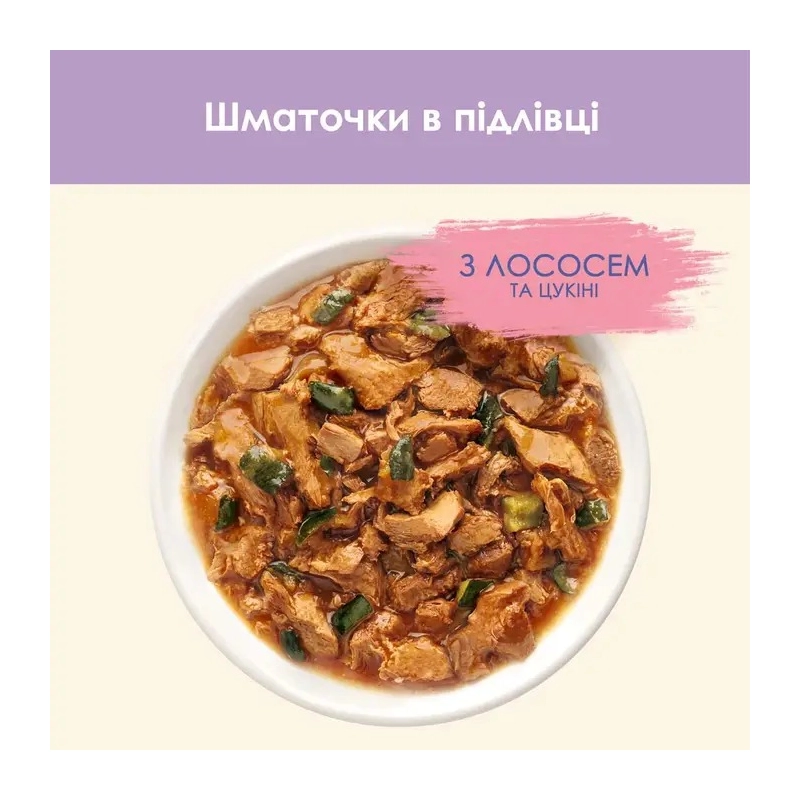 Cat Chow Sensitive влажный корм для кошек с чувствительным пищеварением 85 г - с лососем и цукини в желе (8445290426574)  - фото 1
