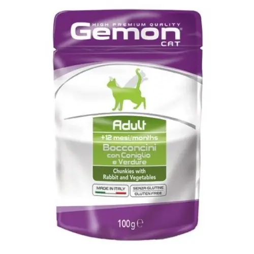 Gemon Adult Bocconcini ВОЛОГИЙ КОРМ Економ коти (з кроликом та овочами) 100 г