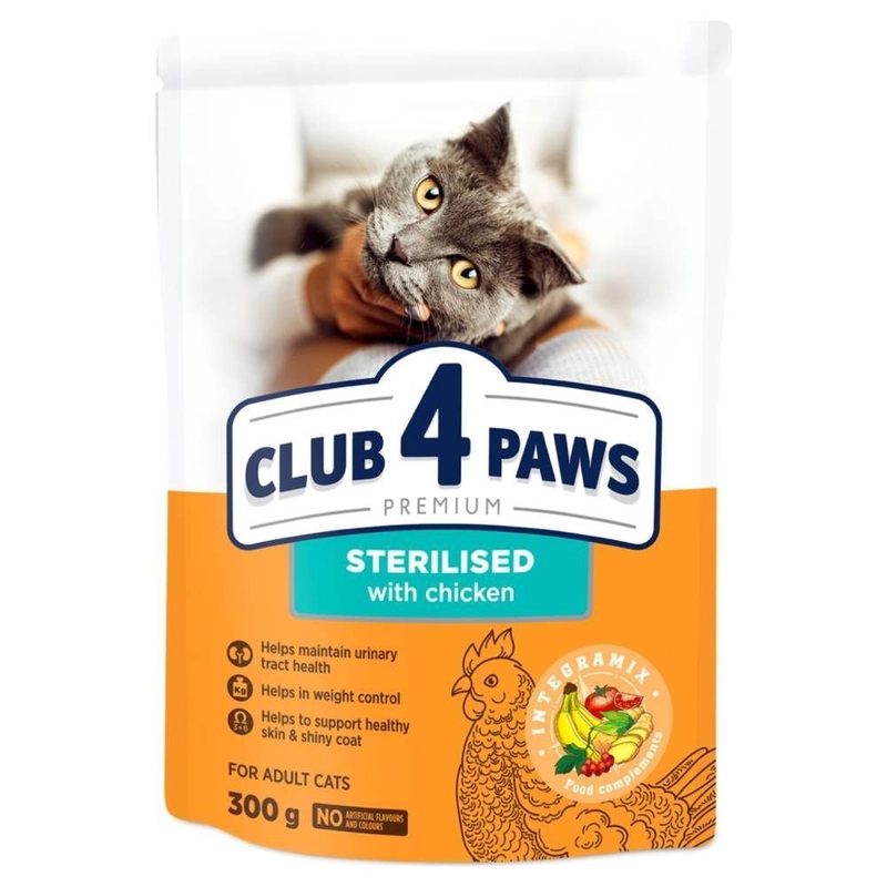 Club 4 Paws Premium Sterilised сухий корм для стерилізованих котів 300 г - з куркою (4820083909252) 