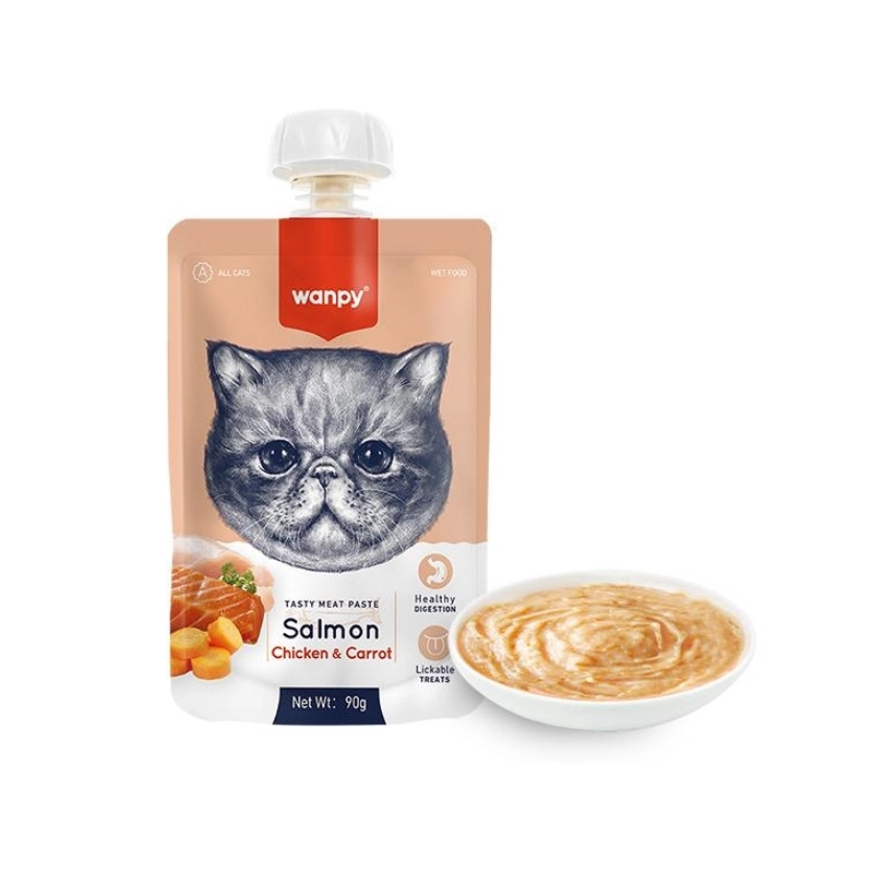 Wanpy Salmon Chicken&Carrot ВОЛОГИЙ КОРМ Premium коти (крем-пюре з лососем, куркою та морквою) 90 г 