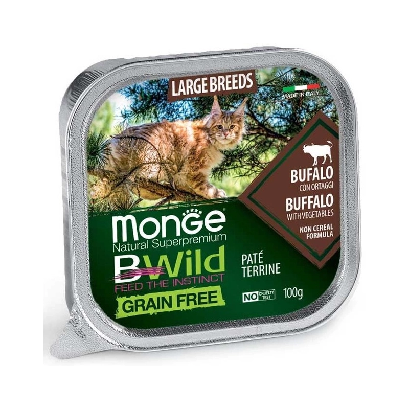 Monge Bwild GF Large Breeds ВОЛОГИЙ КОРМ Супер-преміум коти (з буйволом та овочами) 100 г 