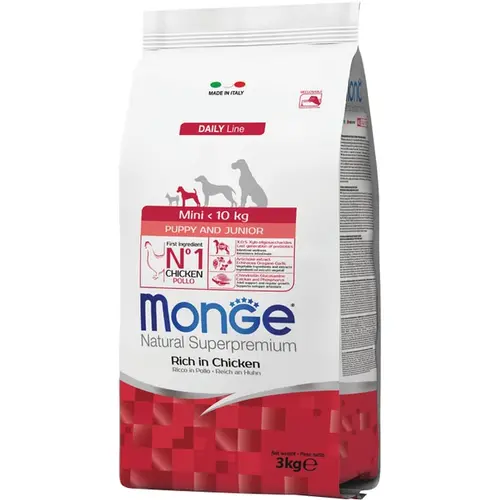 Monge MINI < 10 kg Puppy and Junior Lamb with Rice сухий корм для цуценят дрібних порід 3 кг - з ягням та рисом (8009470004015)