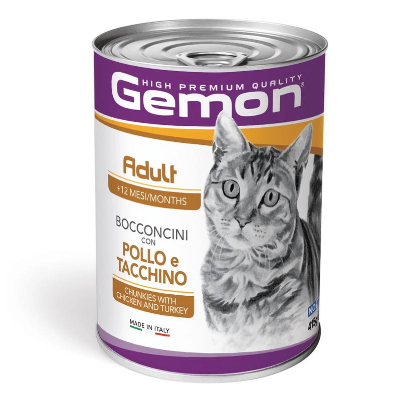 GEMON CAT ADULT влажный корм для кошек 415 г - с курицей и индейкой (8009470300728) 