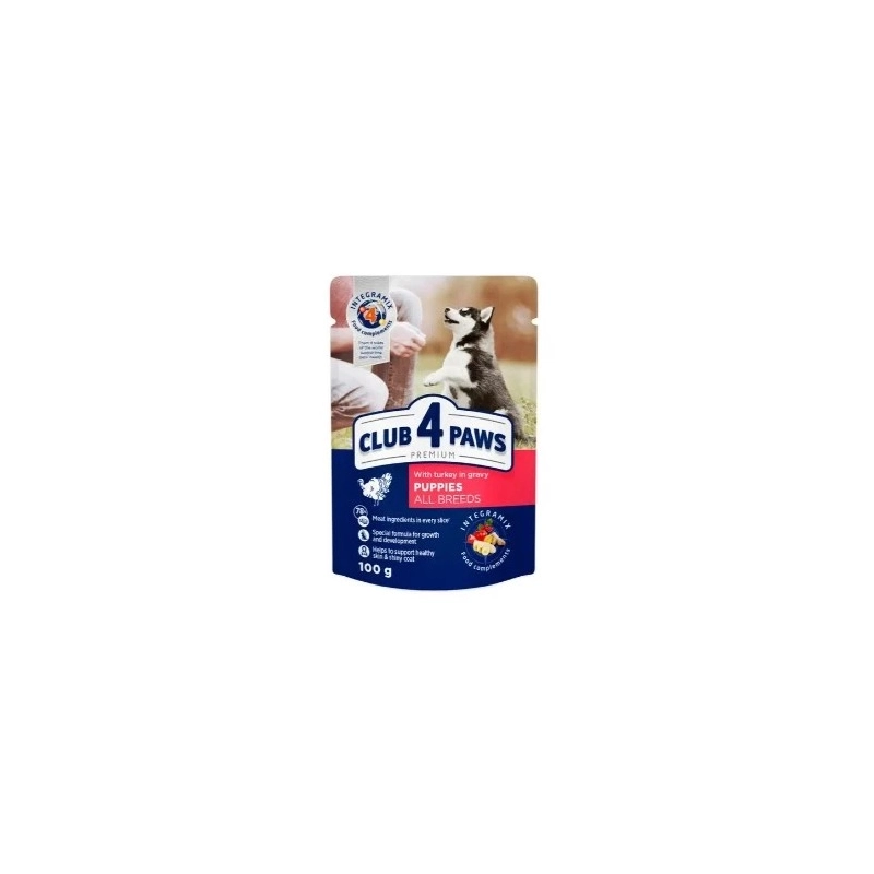 Club 4 Paws Premium with Turkey in Gravy ВОЛОГИЙ КОРМ Premium цуценята (з індичкою в соусі) 100 г 