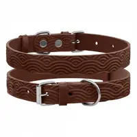 BronzeDog Classic нашийник для собак M - з тисненням Хвиля, шкіряний, коричневий (2007033047406)  - фото 3