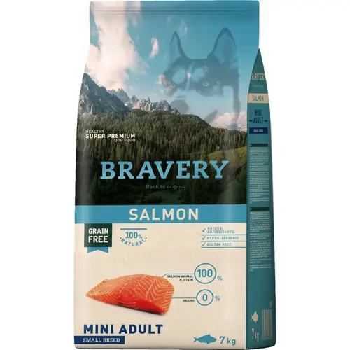 BRAVERY Salmon Mini Adult сухий корм для собак малих порід 7 кг - з лососем (8436538946725)