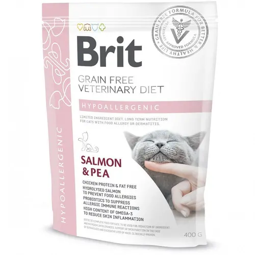 Brit GF Veterinary Diet Hypoallergenic сухой корм для кошек при пищевой аллергии 400 г - с лососем (8595602528387)