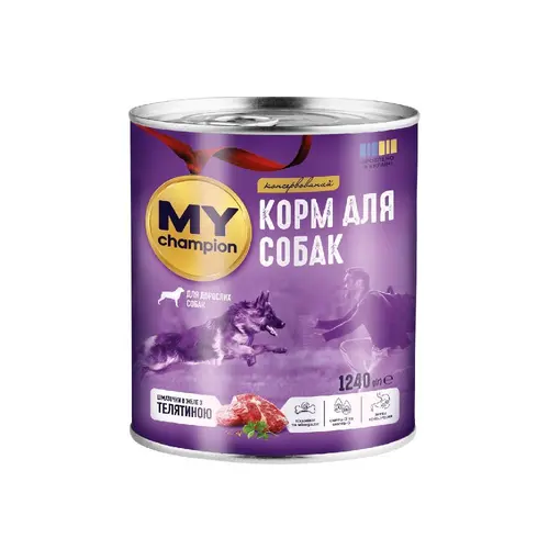 Мой Чемпион влажный корм для собак 1240 г - с телятиной в желе (4820224502595)