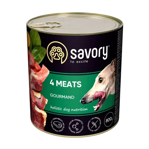 Savory Gourmand Adult 4 Meat вологий корм для собак 800 г - з чотирма видами м’яса (4820232630402)