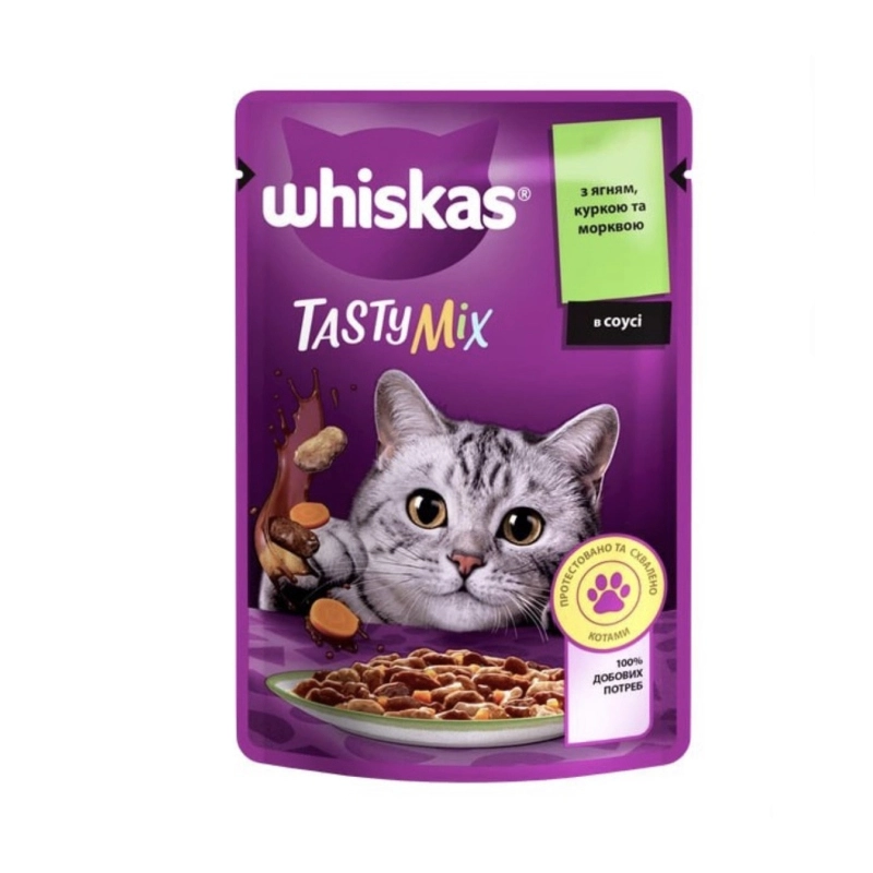 Whiskas TastyMix ВОЛОГИЙ КОРМ Преміум коти (з ягням, куркою та морквою) 85 г 