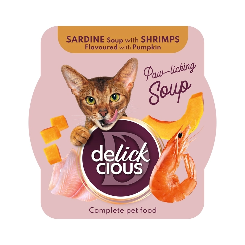 Delickcious Soup ЛАСОЩІ Premium коти (з сардиною креветкою та гарбузом) 80 г 