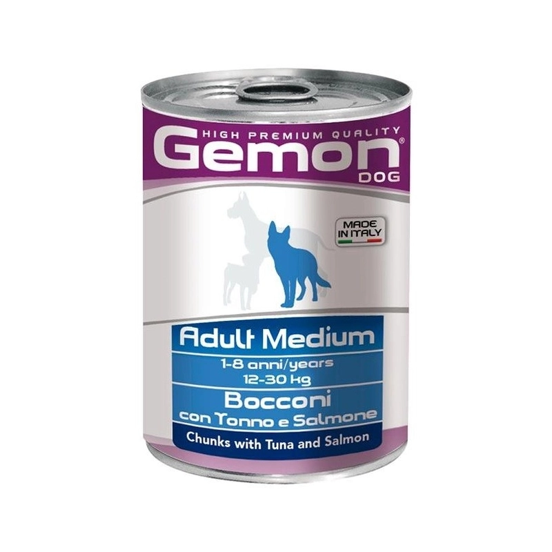 Gemon Dog Wet Medium Adult влажный корм для собак средних пород 415 г - с тунцом и лососем (8009470387880) 