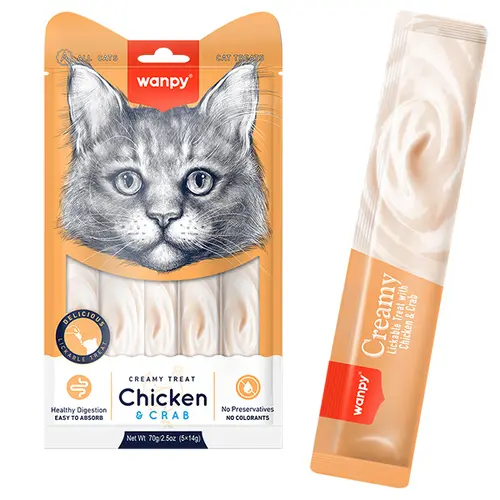 Wanpy Creamy Treat Chicken&Crab ЛАСОЩІ Premium коти (з куркою та крабом) 14 г