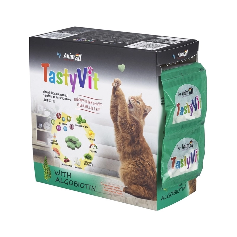 AnimAll ТейстиВит лакомство для кошек 1 шт - с рыбой и алгобиотином (4820150208684) 