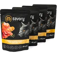 Savory Sterilised влажный корм для стерилизованных кошек 85 г - с индейкой и морковью в желе (2700000040522)  - фото 3