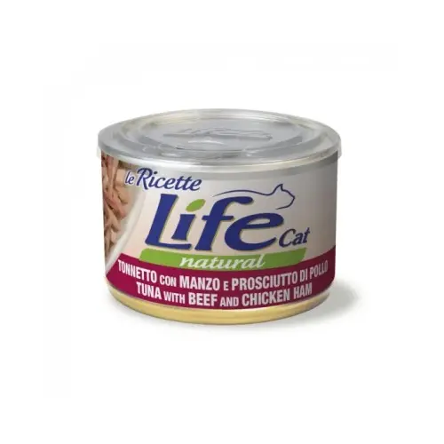 Lifecat Le Ricette Natural ВОЛОГИЙ КОРМ Супер-преміум коти (з тунцем, яловичиною та шинкою) 150 г
