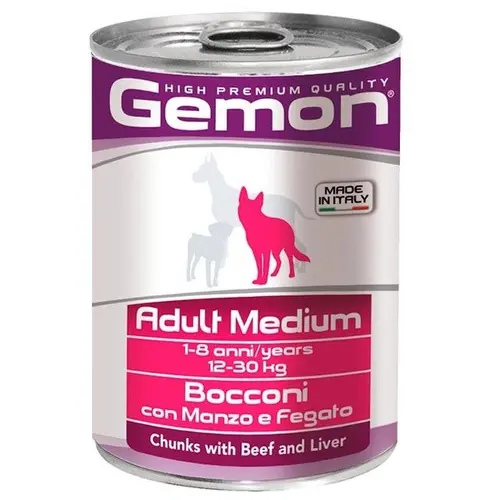 Gemon Dog Wet Medium Adult влажный корм для собак средних пород 415 г - с говядиной и печенью (8009470387859)
