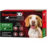 Secfour 3D краплі для собак 1 мл/1 піпетка - від бліх і кліщів, 4-10 кг (4820150207489) 