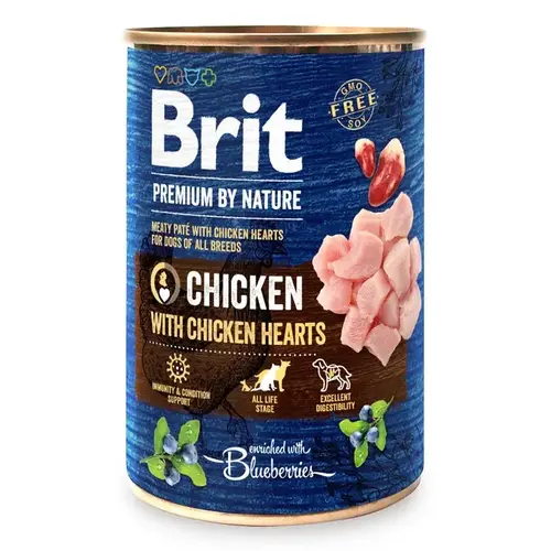 Brit Premium by Nature All Breeds Chiken with Chiken Heartsвологий корм для собак 400 г - з куркою та курячими сердечками (8595602561780)