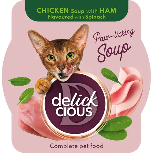 Delickcious лакомство для кошек 80 г - курица с ветчиной и шпинатом (4820269141599)
