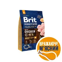 Brit Premium by Nature ADULT M сухой корм для собак для средних пород 3 кг - с курицей (8595602526352) 