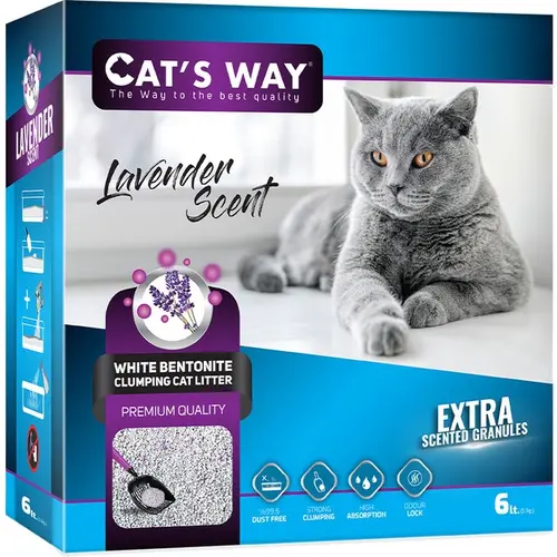 Cat's Way наповнювач для котячого туалету 6 л - бентонітовий, лаванда + фіолетові гранули (8682162004304)