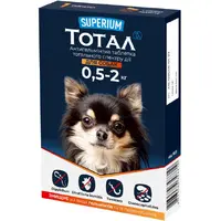 SUPERIUM Тотал таблетки для собак 1 таблетка - від глистів, 0.5-2 кг (4823089348810) 