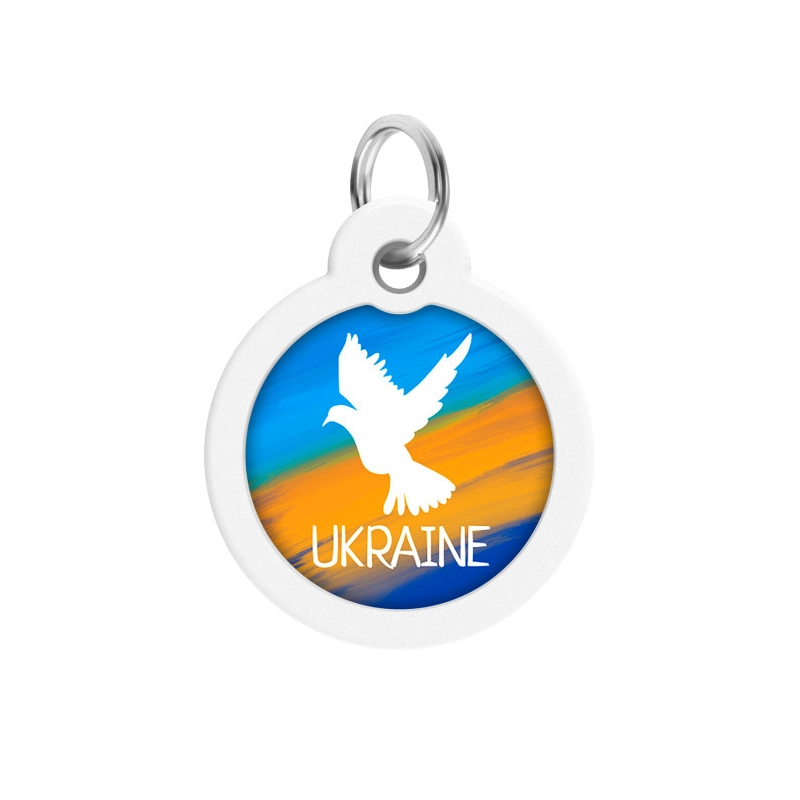WAUDOG Smart ID адресник для котів S - Коло з QR паспортом та малюнком Прапор з нержавіючої сталі (4823089350363) 