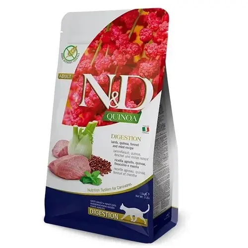 Farmina N&D Quinoa GF Digestion Adult Lamb&Fennel сухий корм для котів 1.5 кг - з ягням та кіноа (8010276035790)