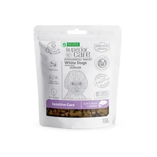 Nature's Protection Superior Care White Dogs Sensitive Care с лососем лакомство для щенков с рыжим окрасом шерсти 150 г (4771317476579)