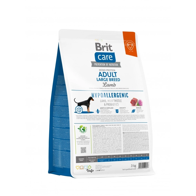 Brit Care Hypoallergenic Mono Protein ADULT Large Breed Lamb сухий корм для собак великих порід гіпоалергенний 3 кг - з ягням (8595602559084)  - фото 6