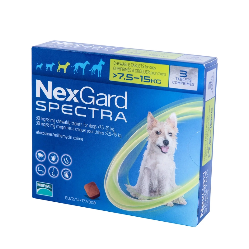 NexGard Spectra M таблетки для собак 1 таблетка - від бліх, кліщів та глистів, 7.5-15 кг (3661103048596) 