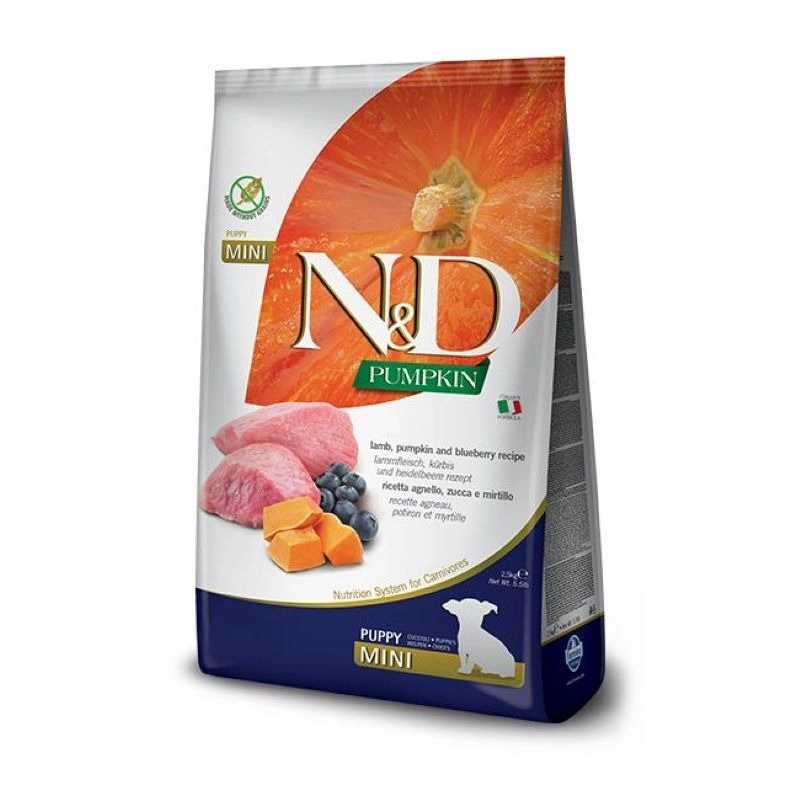 Farmina N&D Puppy MINI Grain-Free PUMPKIN СУХИЙ КОРМ Холістік цуценята дрібних порід (з ягням, гарбузом та чорницею) 800 г  - фото 5