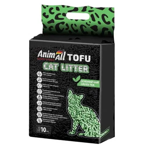 AnimAll Tofu наповнювач для котячого туалету 10 л - соєвий, з ароматом зеленого чаю (4820224500881)