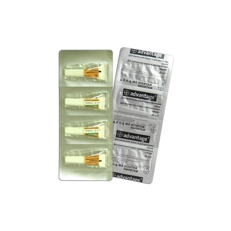 Bayer Advantage 40 краплі для котів 1 шт - від бліх, до 4 кг (4007221046387)  - фото 1