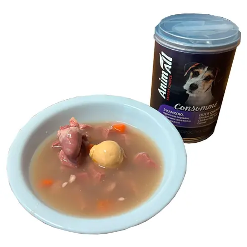 AnimAll консоме влажный корм для собак 375 г - с уткой и куриным сердцем (4820224501727)