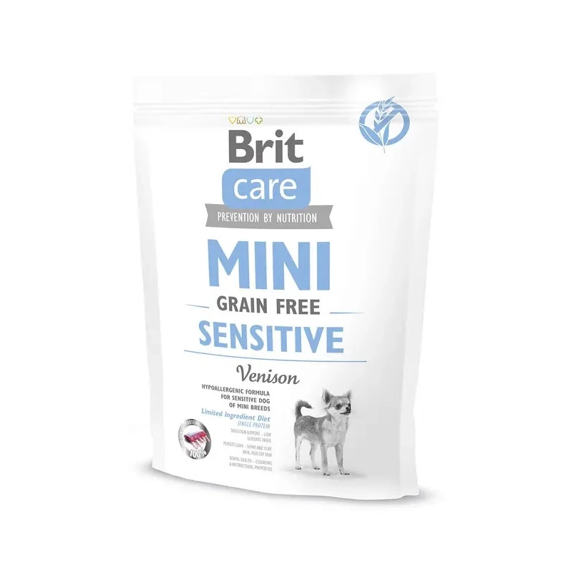 Brit Care MINI Grain-Free Sensitive Venision сухий корм для собак мініатюрних порід з чутливим травленням 400 г - з олениною (8595602520176) 