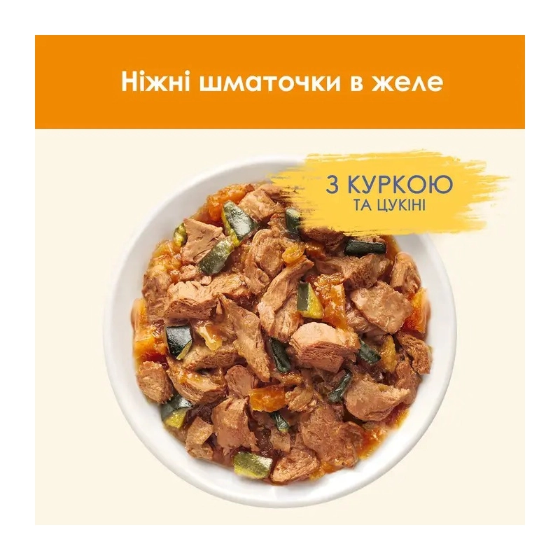 Cat Chow Adult влажный корм для кошек 85 г - с курицей и цукини в желе (7613036595049)  - фото 1
